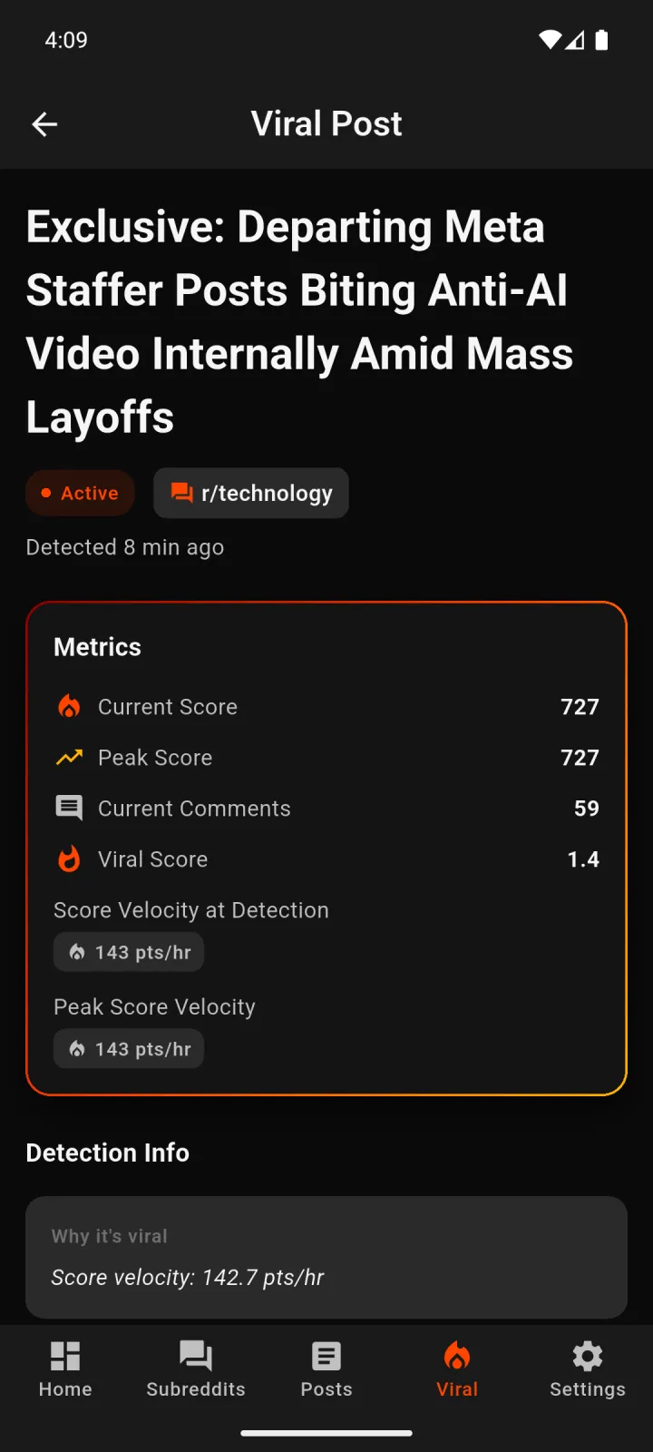 Viral post detail